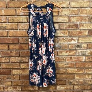 Maurices Floral Sleeveless Romper with Lace Trim Detailing